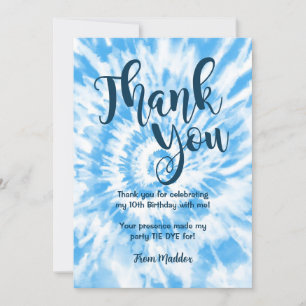 Cartão de agradecimento Tie Dye Azul