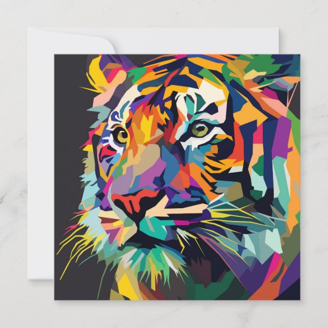 Cartão De Agradecimento Tigre face pop art (Frente)