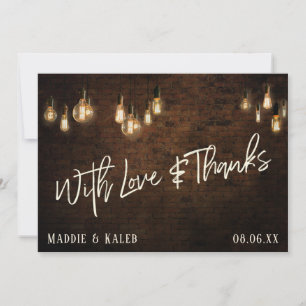 Cartão De Agradecimento Tijolos com luzes Edison Vintage com amor e Obriga