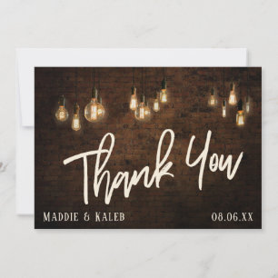 Cartão De Agradecimento Tijolos com luzes Edison Vintage, vibe industrial