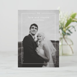 Cartão De Agradecimento Timeless Black and White Photo Modern Wedding