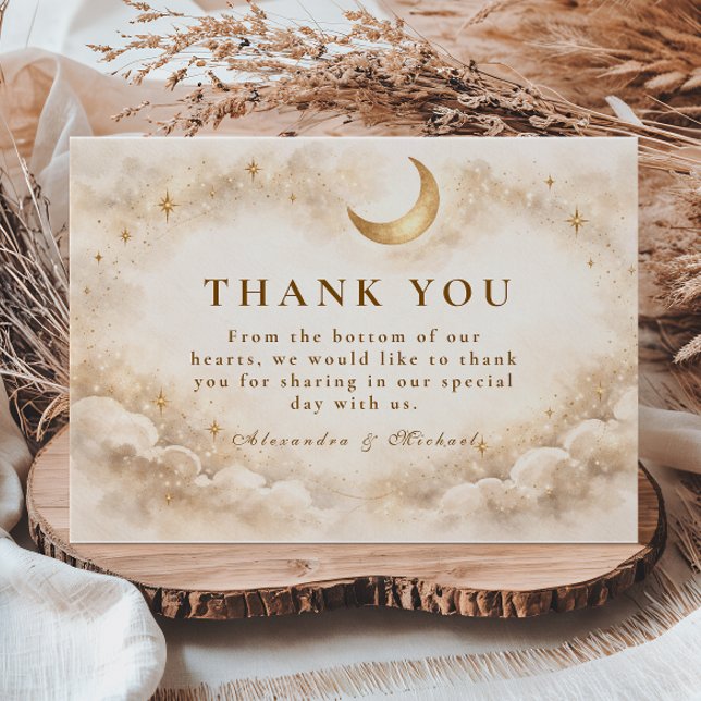 Cartão De Agradecimento Timeless Celestial Romance Wedding (Criador carregado)