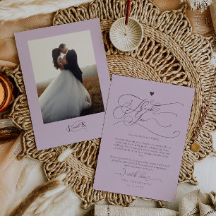 Cartão De Agradecimento Típica de Script Elegante Casamento de Plum