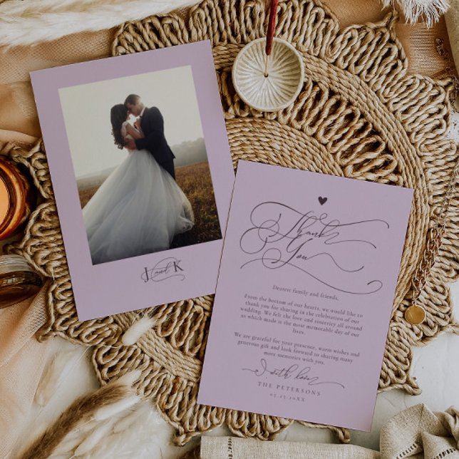 Cartão De Agradecimento Típica de Script Elegante Casamento de Plum (Criador carregado)