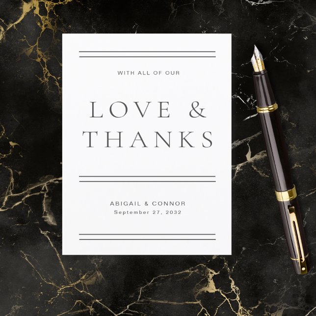 Cartão De Agradecimento Tipografia Branca e Negra Moderna (Criador carregado)