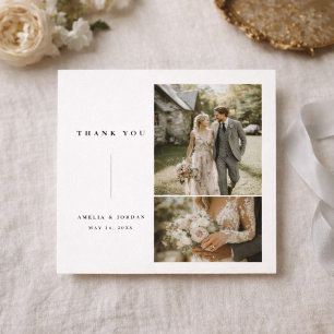 Cartão De Agradecimento Tipografia Clássica Foto de Casamento Formal Quadr