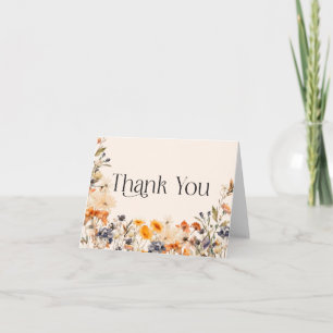 Cartão De Agradecimento Tipografia Elegante Flores Selvagens de Outono em
