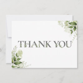 Cartão De Agradecimento Tipografia Floral de Verdura Personalizada