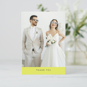 Cartão De Agradecimento Tipografia Moderna Foto Casamento Amarelo Cartreus