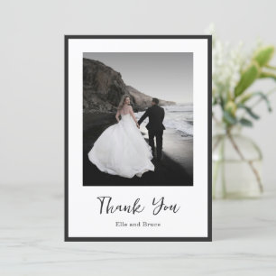 Cartão De Agradecimento Tipografia Moderna Minimalista Casamento Foto