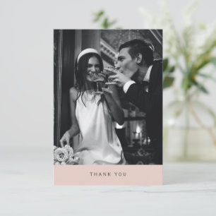 Cartão De Agradecimento Tipografia Moderna Minimalista Foto Casamento Rosa