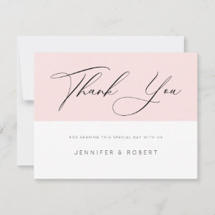 Cartão De Agradecimento Tipografia moderna Obrigado em rosa claro e branco