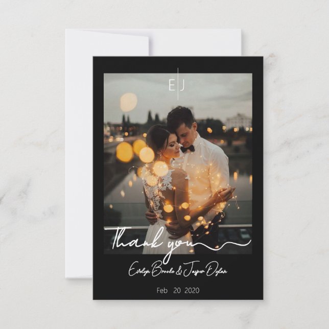 Cartão De Agradecimento Tipografia Moderna Preta Premium (Frente)