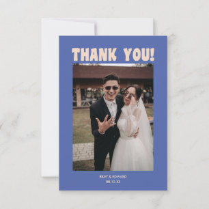 Cartão De Agradecimento Tipografia Negrita Moderna Retro Foto de Casamento