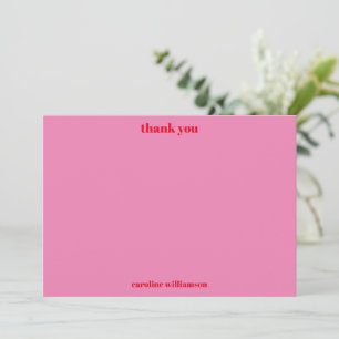 Cartão De Agradecimento Tipografia Negrito Personalizada Rosa Vermelho Chu