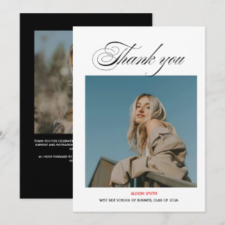 Cartão De Agradecimento Tipografia preta negrita minimalista moderna gradu