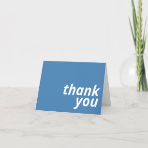Cartão De Agradecimento Tipografia Simples Minimalista Moderna Azul