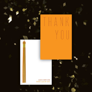 Cartão De Agradecimento Tipografia Terracota e Laranja de Formatura Modern