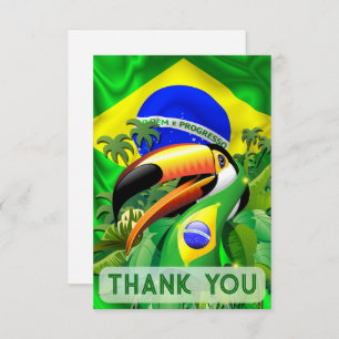 Cartão De Agradecimento Toco Toucan com Bandeira do Brasil