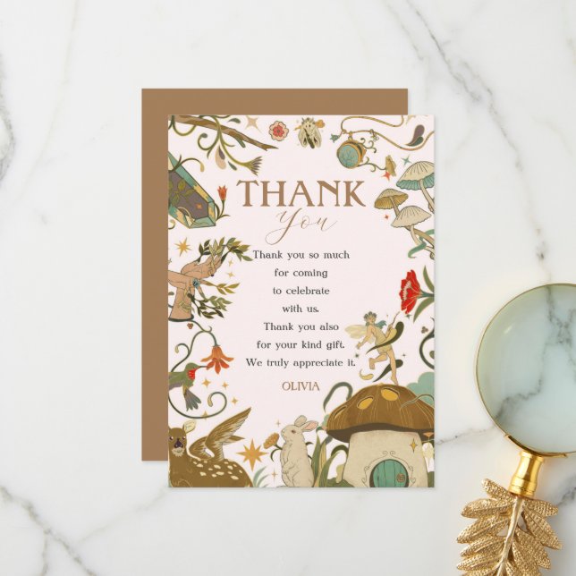 Cartão De Agradecimento Todos os anos, aniversário da Fada de Mushroom For (Frente/Verso In Situ)