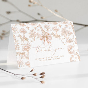 Cartão De Agradecimento Toile de Jouy Safari animais Boho Chá de fraldas
