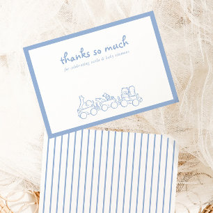Cartão De Agradecimento Toile De Jouy Whimsical Blue Chá de fraldas