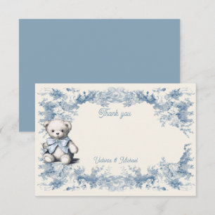 Cartão De Agradecimento Toile Floral Teddy Bear