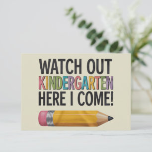 Cartão De Agradecimento Tome Cuidado Jardim de Infância Aqui Vou Eu De Vol