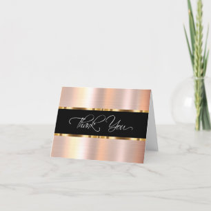 Cartão De Agradecimento Tonelada Rosa Rosa Dourada Clássica Obrigado Cartõ