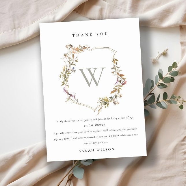 Cartão De Agradecimento Tono Rosa Escuro Flor Silvestre Crista Casamento F (Criador carregado)