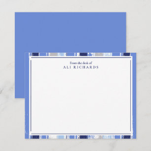 Cartão De Agradecimento Tons Azuis Listrados Escurecidos Design Aquarela