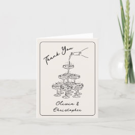Cartão De Agradecimento Torre de Champanhe Elegante Vintage Esboço Agradec