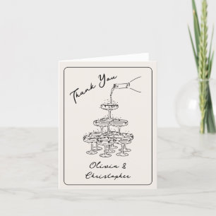 Cartão De Agradecimento Torre de Champanhe Elegante Vintage Esboço Agradec