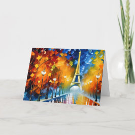 Cartão De Agradecimento Torre Eiffel em uma noite molhada de Paris Impress