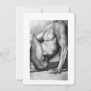 Cartão De Agradecimento Torso Masculino Musculoso na Sauna Esboço Original