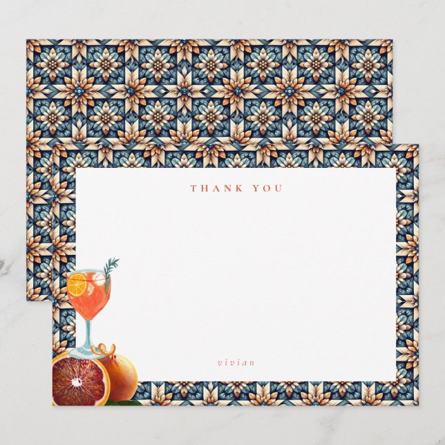 Cartão De Agradecimento Tostão de Laranja Suculento Floral Chá de Noiva (Frente/Verso)