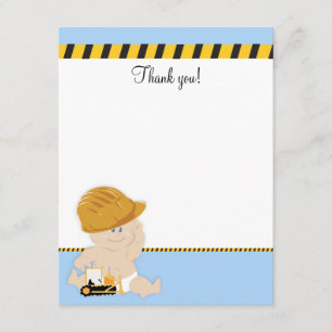 Cartão De Agradecimento Trabalhador de Construção Baby 4x5 Flat Nota de