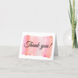 Cartão De Agradecimento Traço de Pincel Cor de Água Rosa Moderna
