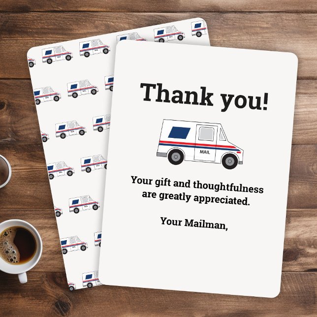 Cartão De Agradecimento Transportadora de Correio Personalizada (Mail carrier thank you cards for customers)