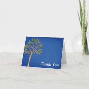 Cartão De Agradecimento Tree of Life Swirls Blue Thank You