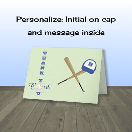 Cartão De Agradecimento Treinador de baseball inicial