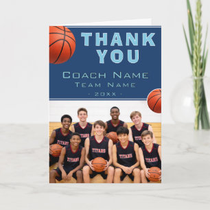 Cartão De Agradecimento Treinador de Basquete Nome da Equipe Foto