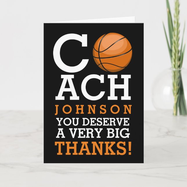 Cartão De Agradecimento Treinador de basquetebol Coach Custom Bold Obrigad (Frente)
