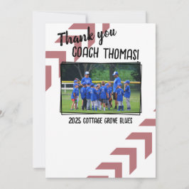Cartão De Agradecimento Treinador de Beisebol Foto da Equipe Personalizada