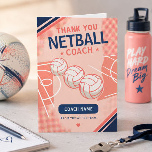 Cartão De Agradecimento Treinador de Equipe de Netball Moderno
