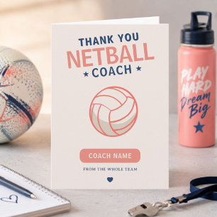 Cartão De Agradecimento Treinador de Equipe de Netball Moderno
