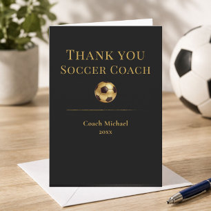 Cartão De Agradecimento Treinador de Futebol Elegante Ouro Preto Apreciaçã