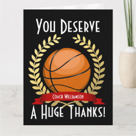 Cartão De Agradecimento Treinador Gigante de Basquete Obrigado Preto