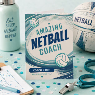 Cartão De Agradecimento Treinador Incrível de Netball Nome Personalizado
