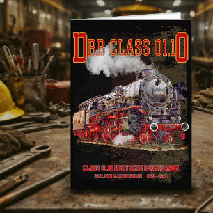 Cartão De Agradecimento Trem a Vapor DRB Classe 01.10. Deutsche Reichsbahn